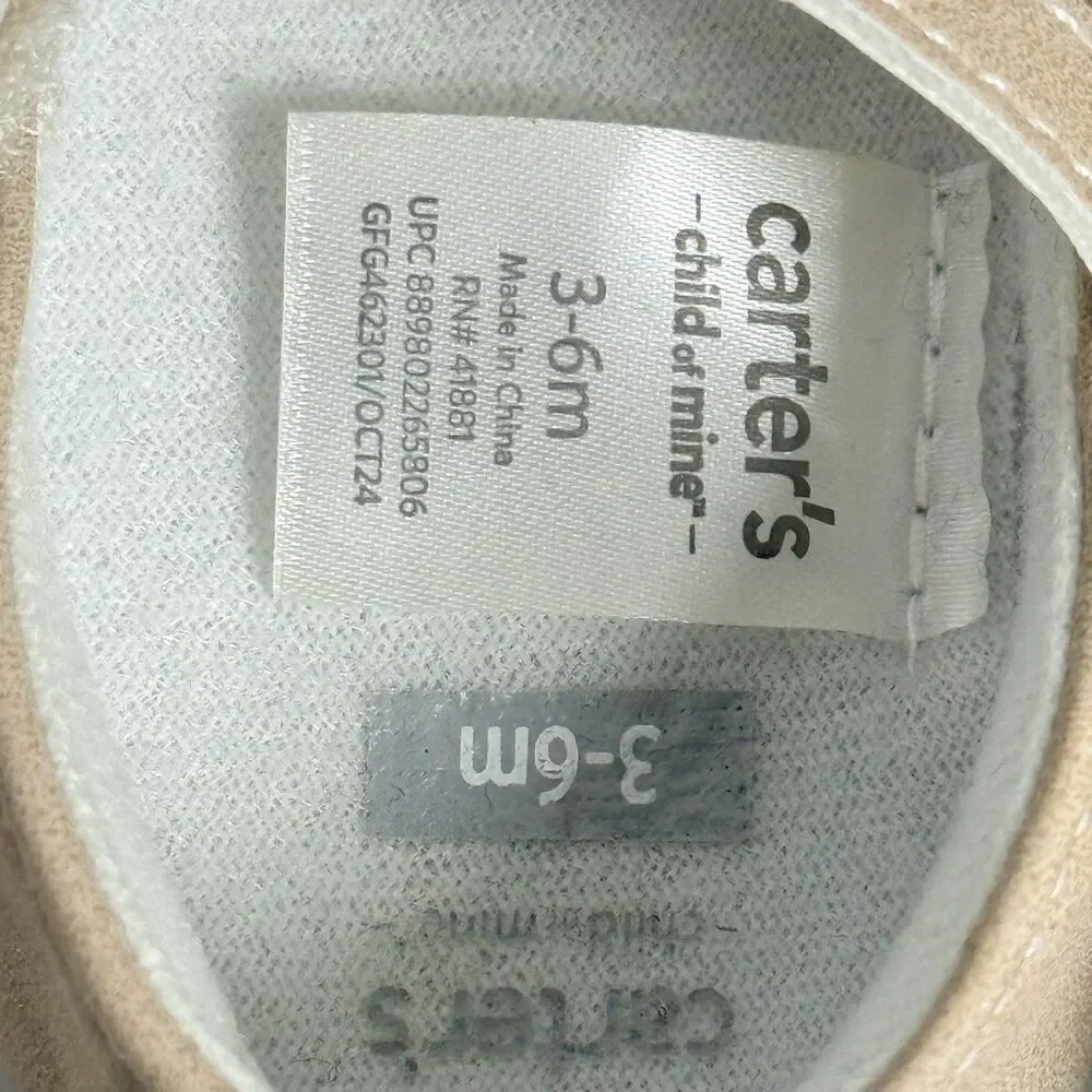 Carter’s 3-6 Months Baby Girl Mary Jane Crib Shoes Sandals Tan Shimmer Bow